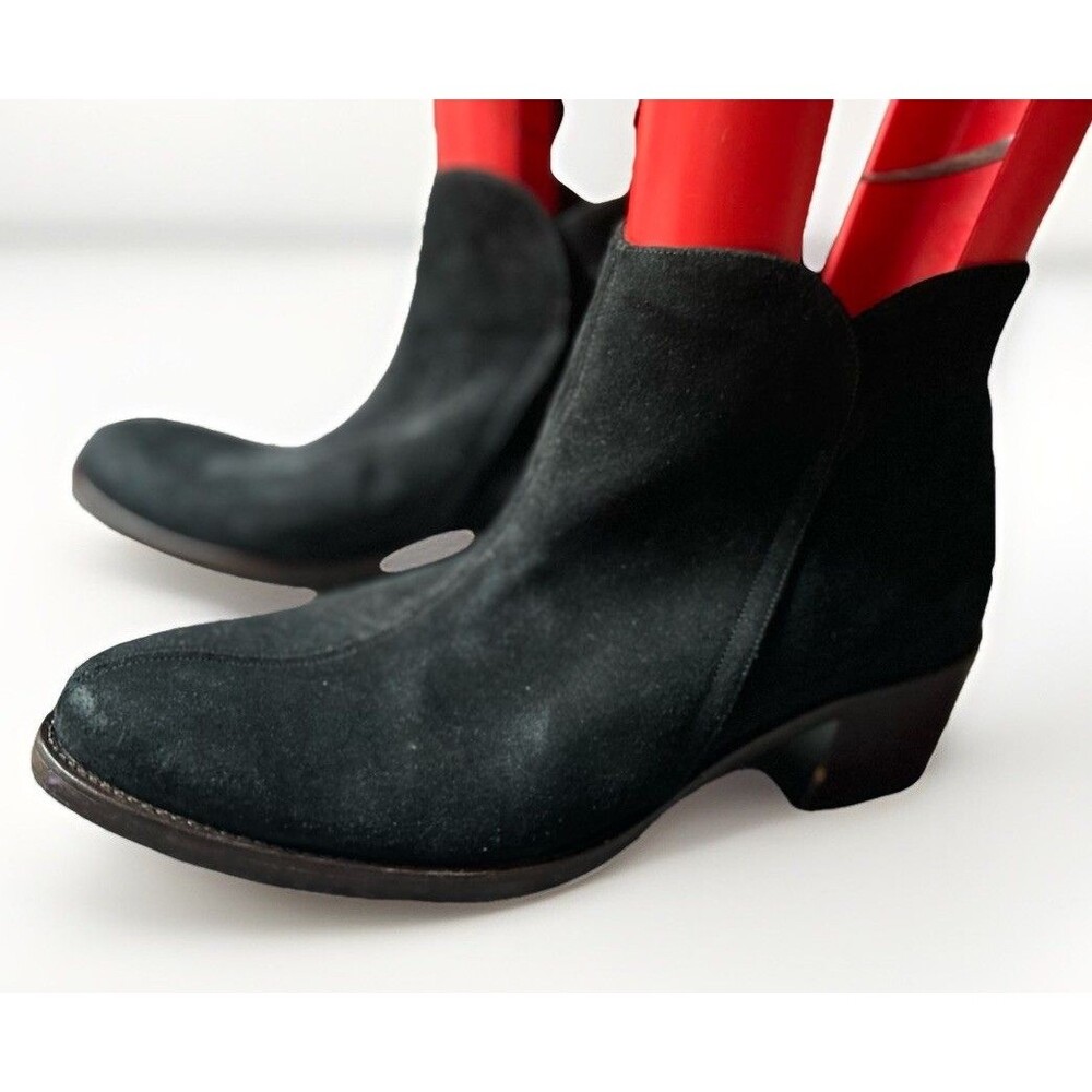 Women’s Salpy Handcrafted Black suede Ankle Boot Heel Sz 10